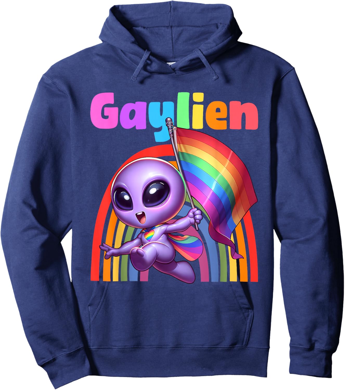 Gaylien Gay Alien Pride LGBTQ Hoodie - Hoodie | Navy