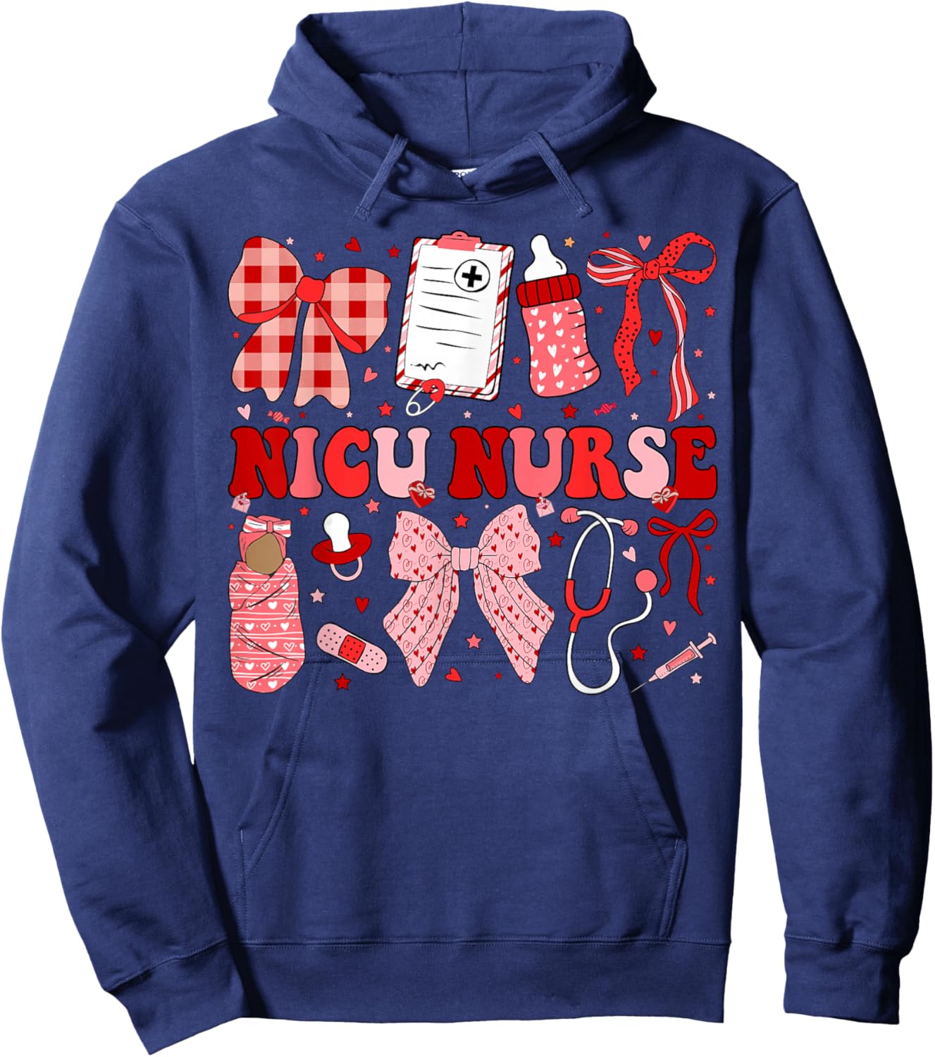 Neonatal Intensive Care Unit Coquette NICU Nurse Valentines Hoodie - Hoodie | Navy