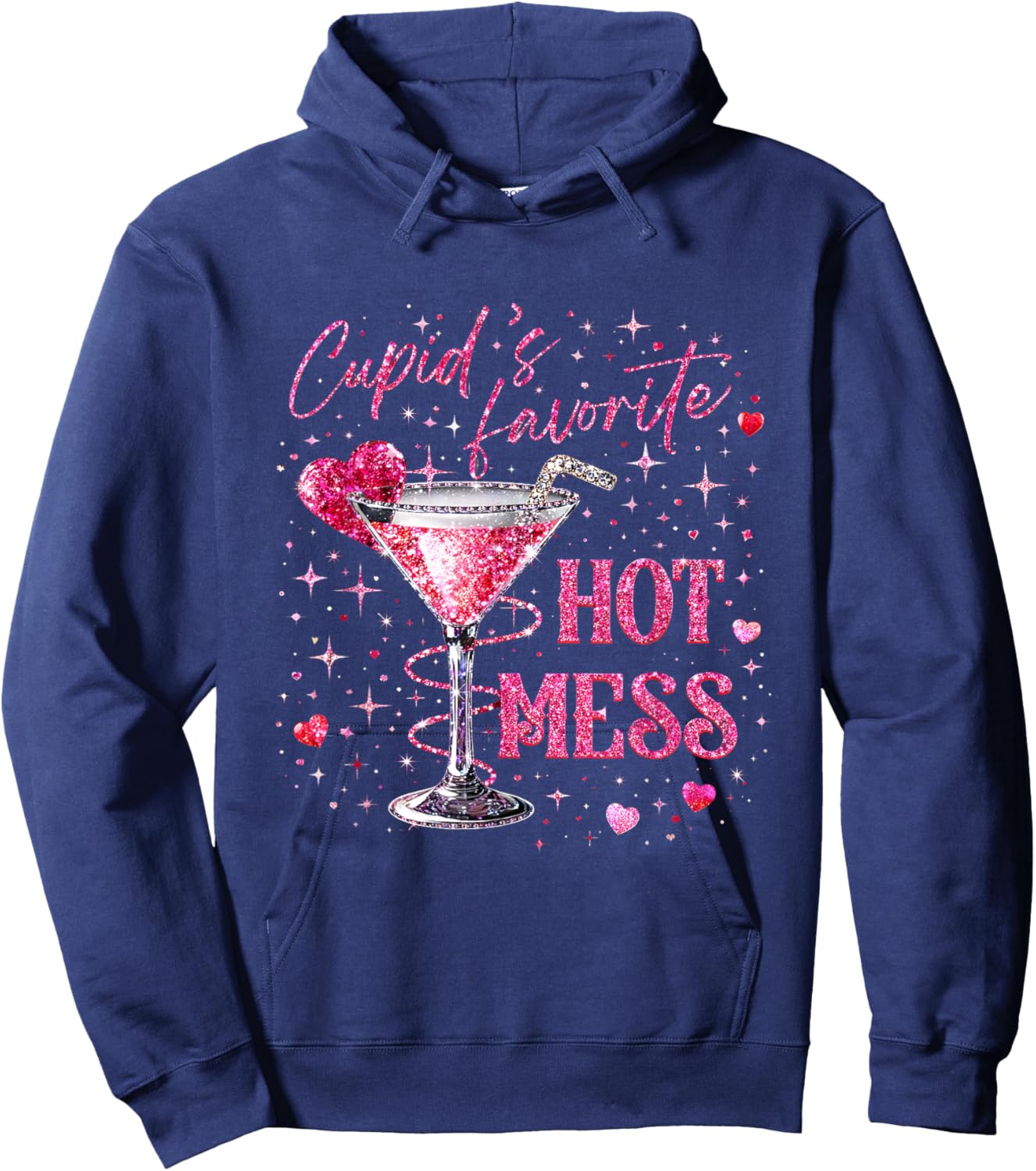 Even Cupid Need A Margarita Retro Trendy Valentine Funny Hoodie - Hoodie | Navy