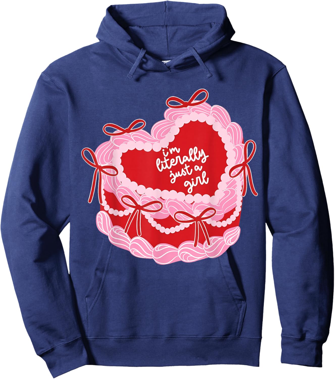 I'm Literally Just A Girl Birthday Cake Coquette Valentine Hoodie - Hoodie | Navy