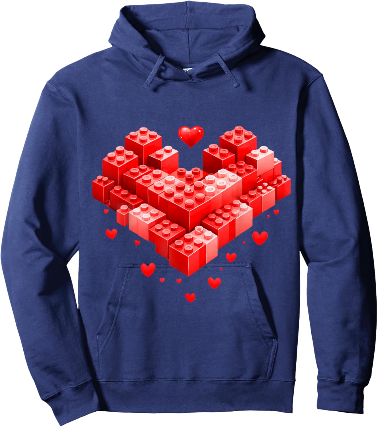 Brick Builder Heart Valentines Day Block Building Master Boy Hoodie - Hoodie | Navy