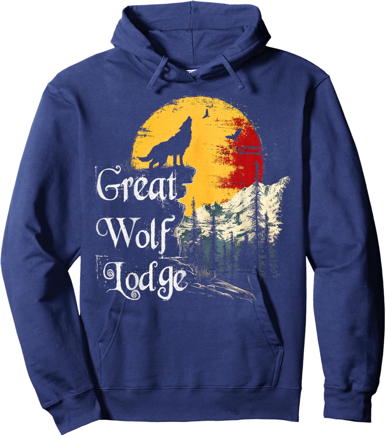 Great Wolf Lodge Lovers Outdoor Adventure Enthusiast Howling Hoodie - Hoodie | Navy
