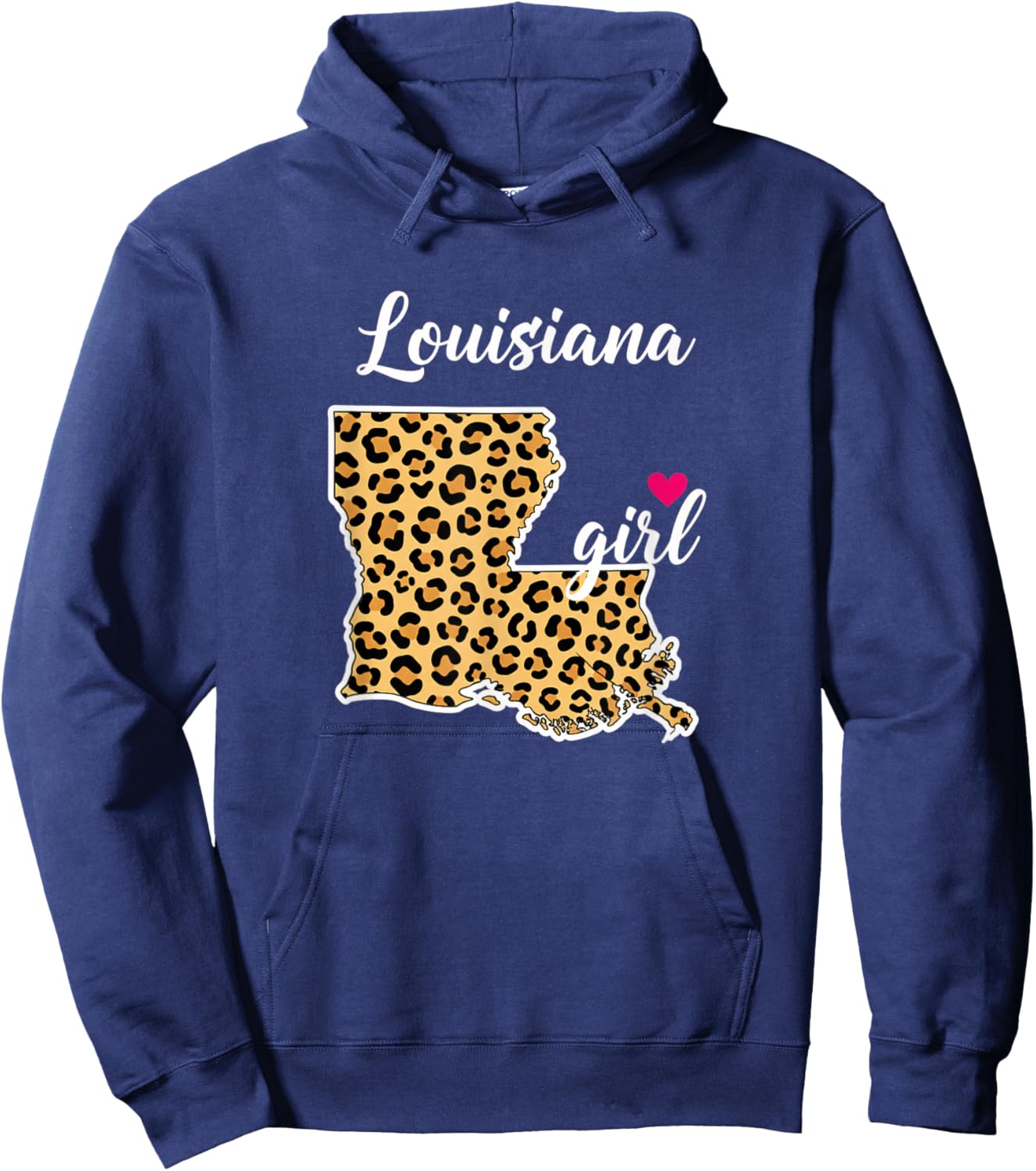 Louisiana Girl Leopard State Pride Louisiana Map Hoodie - Hoodie | Navy