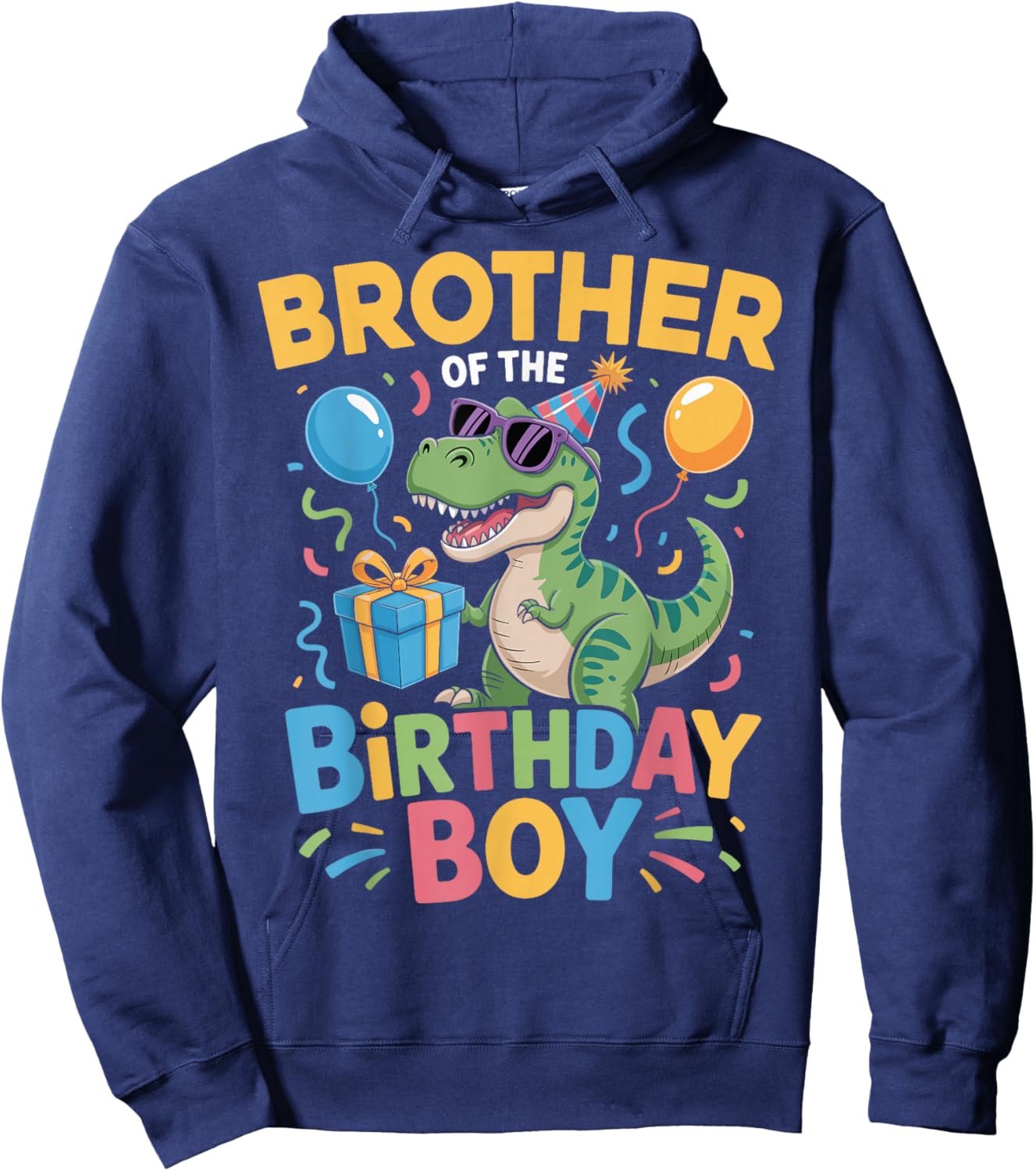 Brother of The Birthday Party Outfit Dinosaur Squad Brother Hoodie - Hoodie | Navy