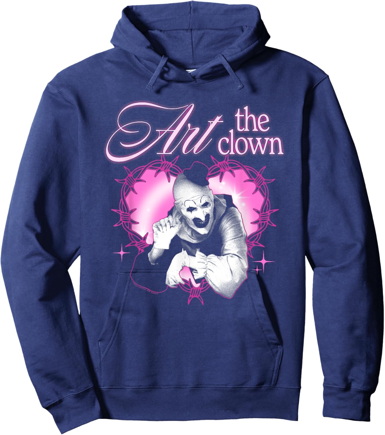 Terrifier Barbed Wire Heart Pink Logo Horror Movie Hoodie - Hoodie | Navy