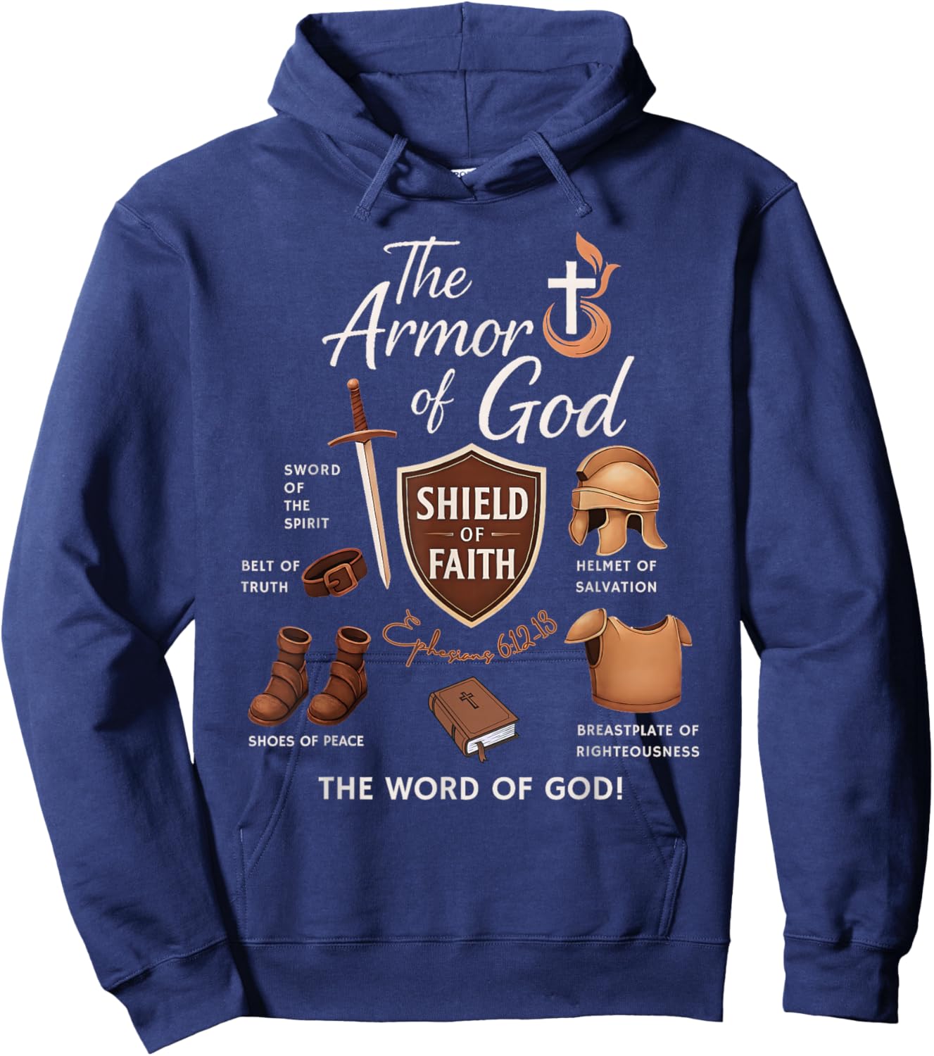 Ephesians 6 Armor of God Scripture Battle Faith Art Hoodie - Hoodie | Navy