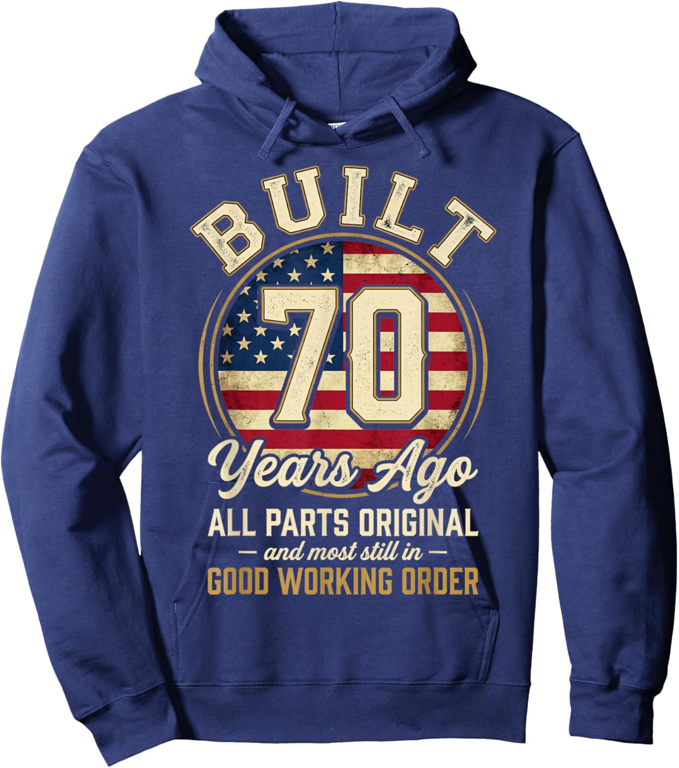 70 Year Old Man Patriotic USA Flag Dad 70th Birthday Men Hoodie - Hoodie | Navy