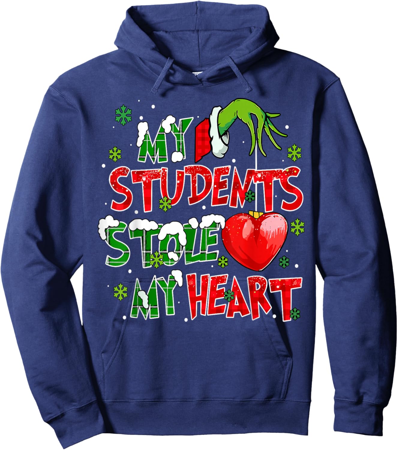 My Students Christmas Stole My Heart Xmas Teacher Holiday Hoodie - Hoodie | Navy
