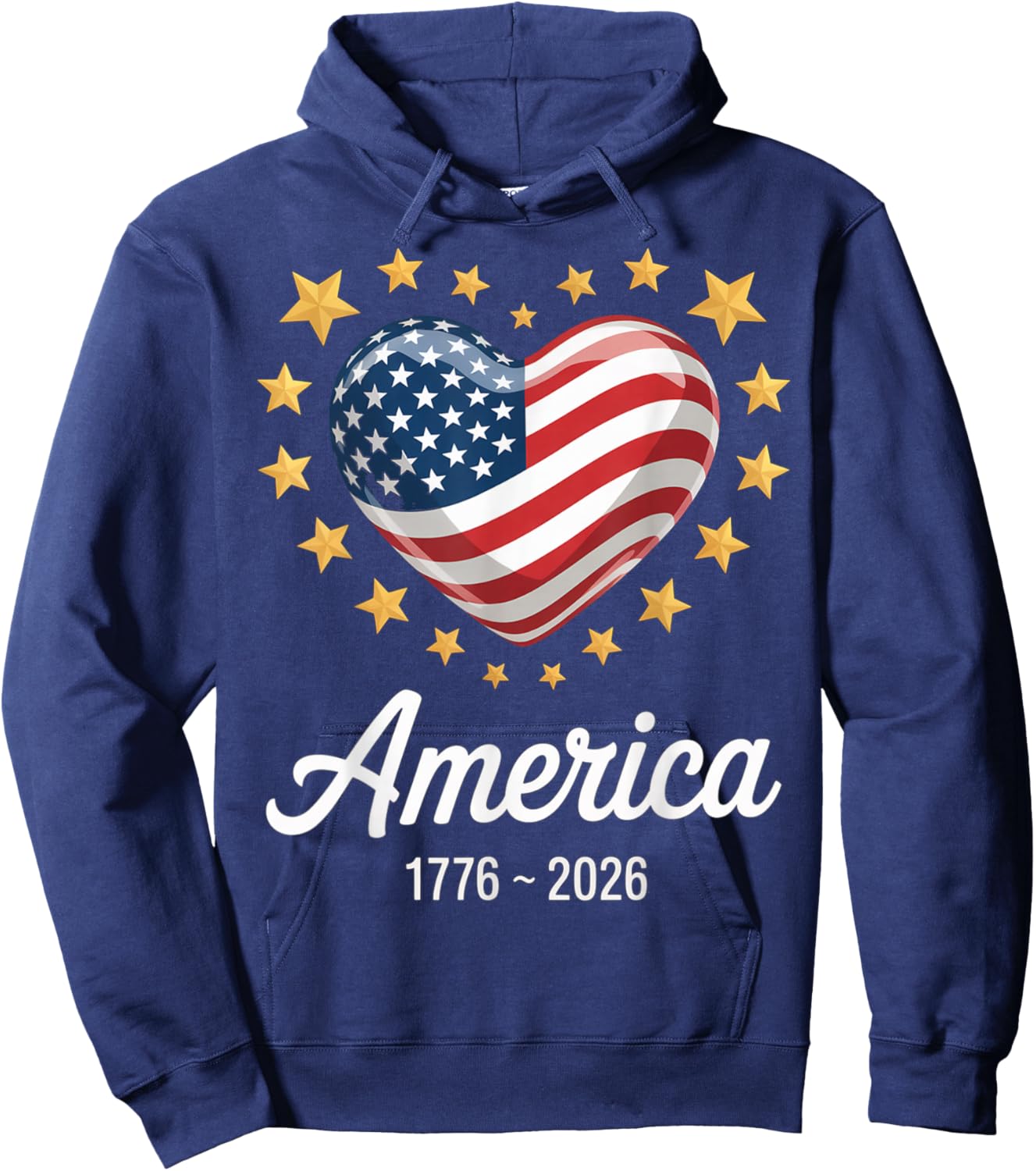 Flag Heart 1776 2026 July 4th 250th Birthday Hoodie - Hoodie | Navy