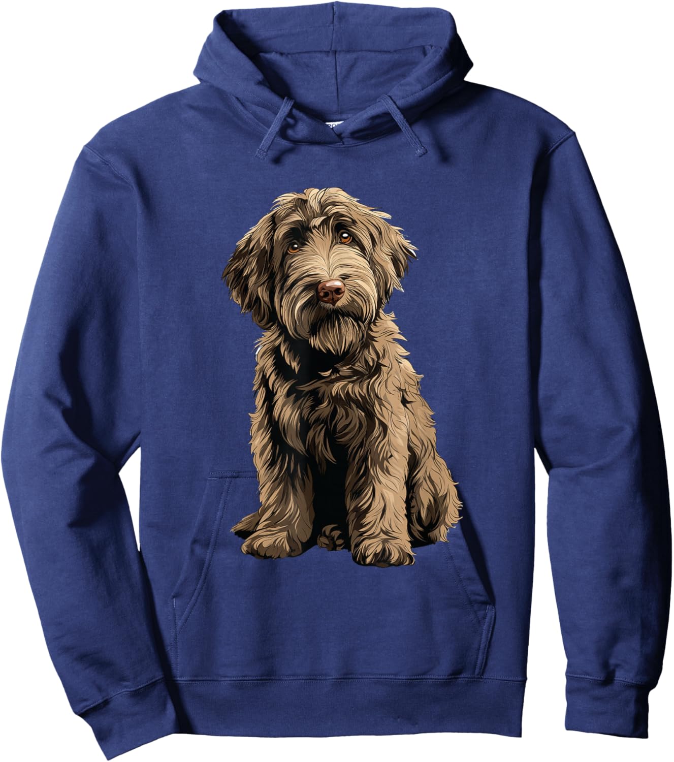 Chocolate Labradoodle Dog Illustration Doodle Dog Hoodie - Hoodie | Navy