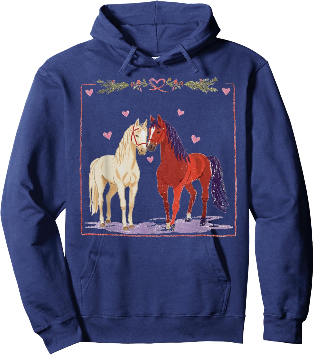 Funny Western Valentine Horse Bow Horse Lover Couples Hoodie - Hoodie | Navy