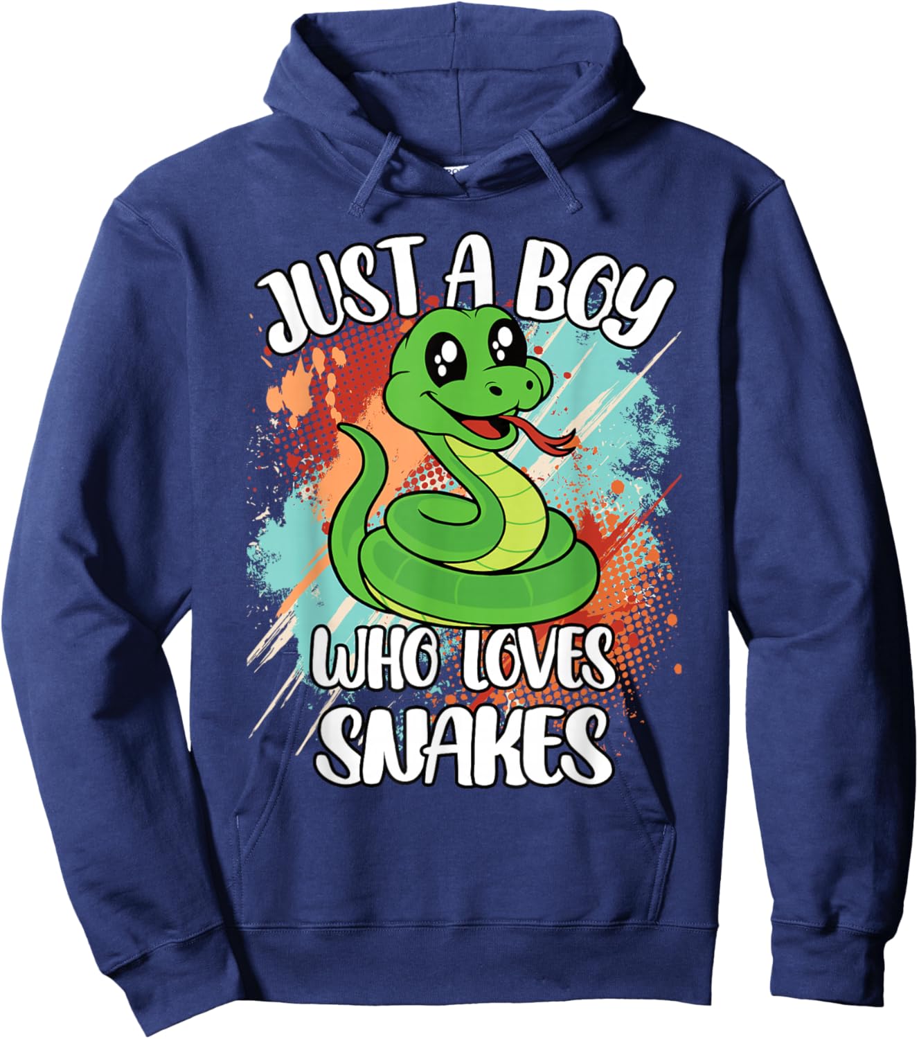 Just A Boy Who Loves Snakes Funny Retro Reptile Boys Kids Hoodie - Hoodie | Navy