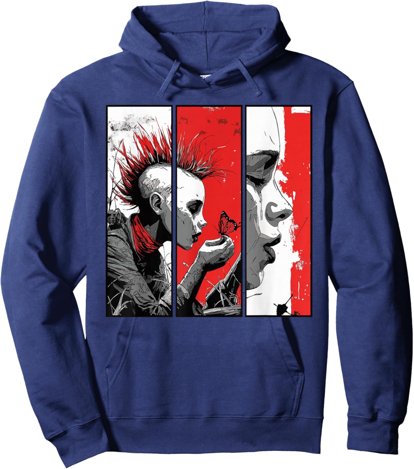 Punk & Butterfly - Art Meets Rebellion Hoodie - Hoodie | Navy