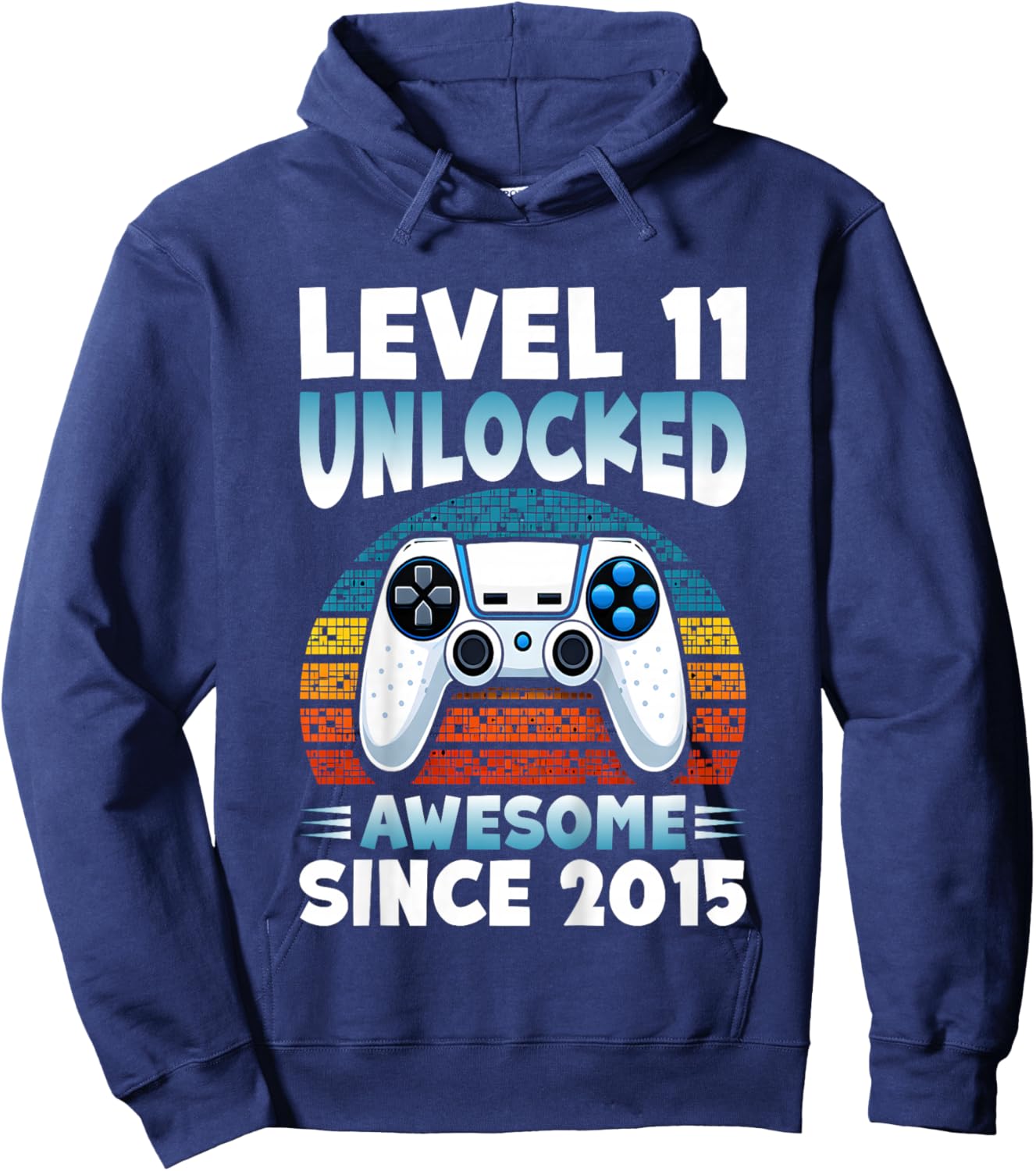 Kids Level 11 Unlocked Awesome Since 2015 Gamer 11th Birthday Hoodie - Hoodie | Navy