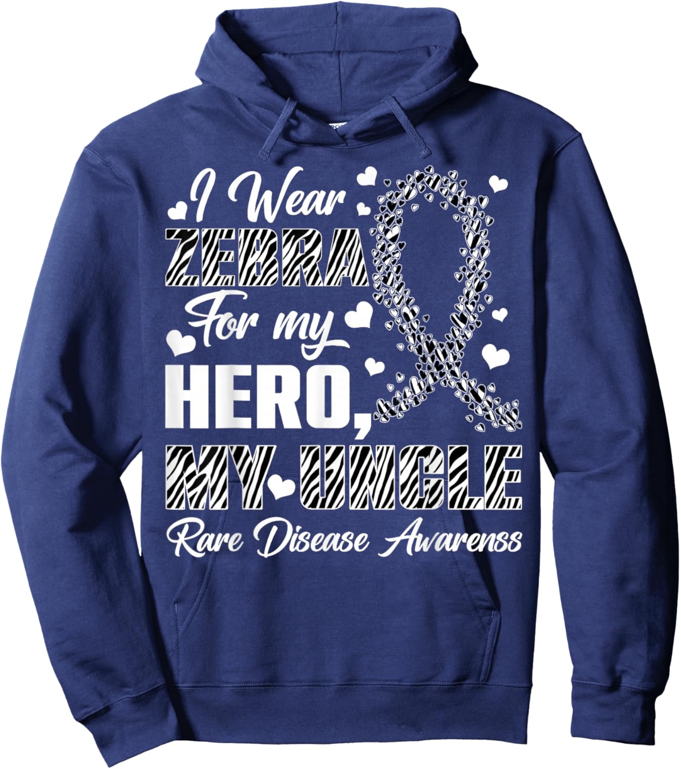 I Wear Zebra for My Uncle Rare Disease Awareness Month Hoodie - Hoodie | Navy
