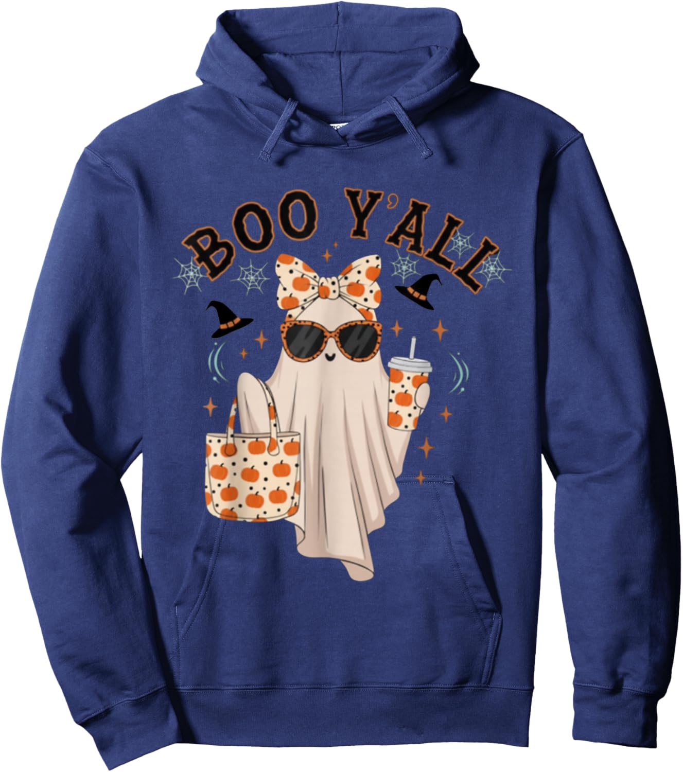 Boo JEE Boujee Pink Ghost Halloween October Vibes Hoodie - Hoodie | Navy