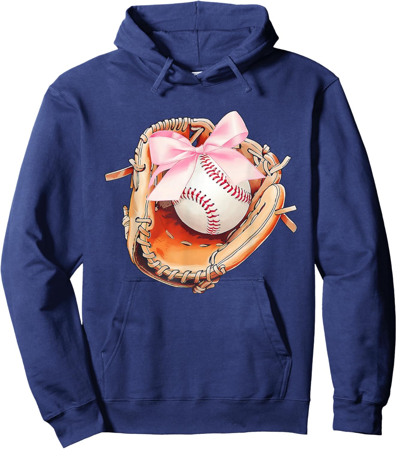 Baseball Drip Ice Cream Coquette Pink Bow Baseball Player Hoodie - Hoodie | Navy