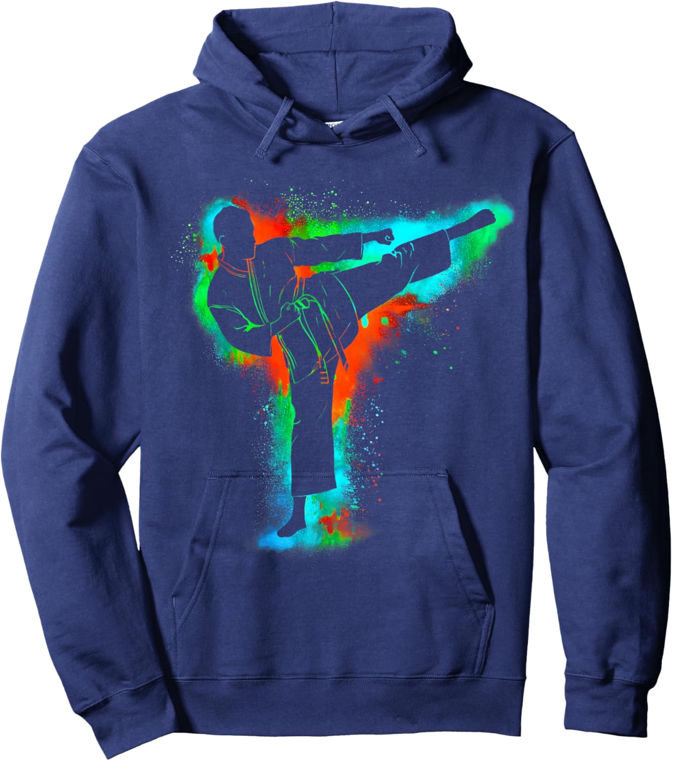 Colorful Retro Taekwondo Martial Arts Men Kids Boys Karate Hoodie - Hoodie | Navy