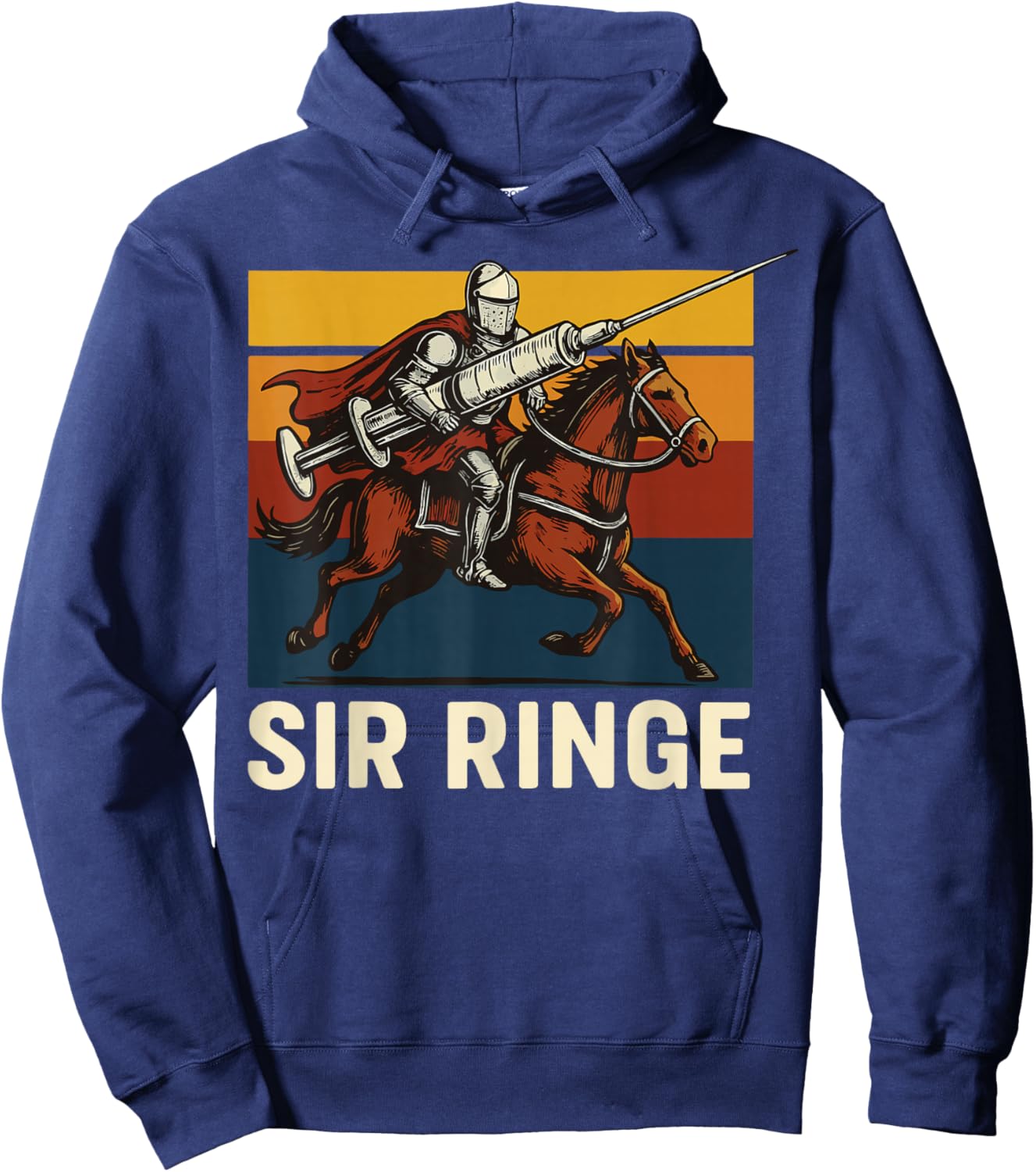 Sir Ringe Nurse Funny Pun Syringe Knight Hoodie - Hoodie | Navy