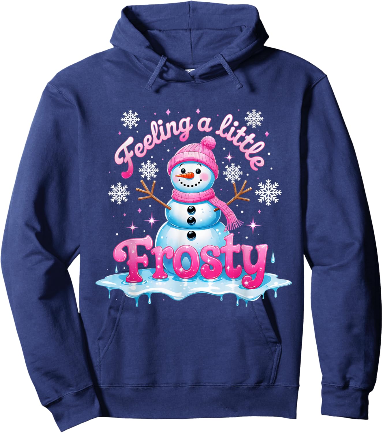 Feeling a Little Frosty Cute Snowman Winter Design Hoodie - Hoodie | Navy