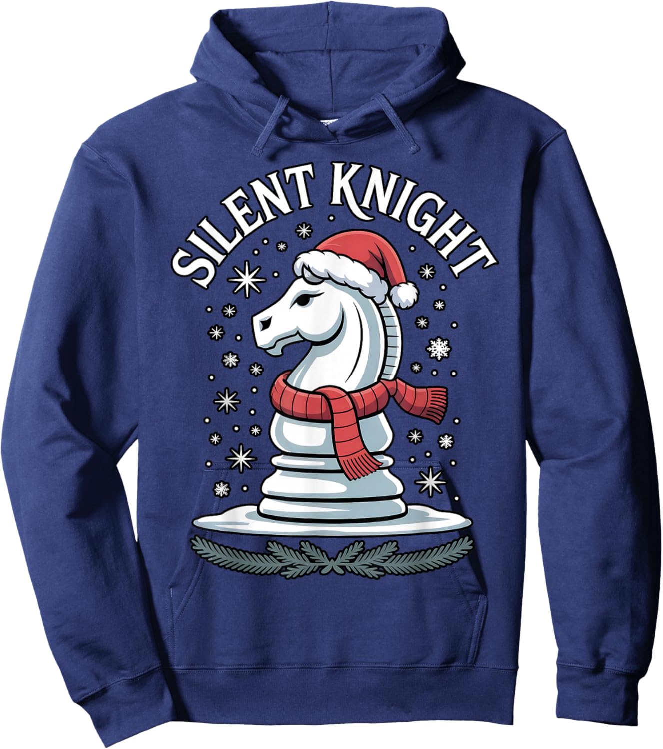 Silent Knight Funny Xmas Chess Christmas Pun Hoodie - Hoodie | Navy