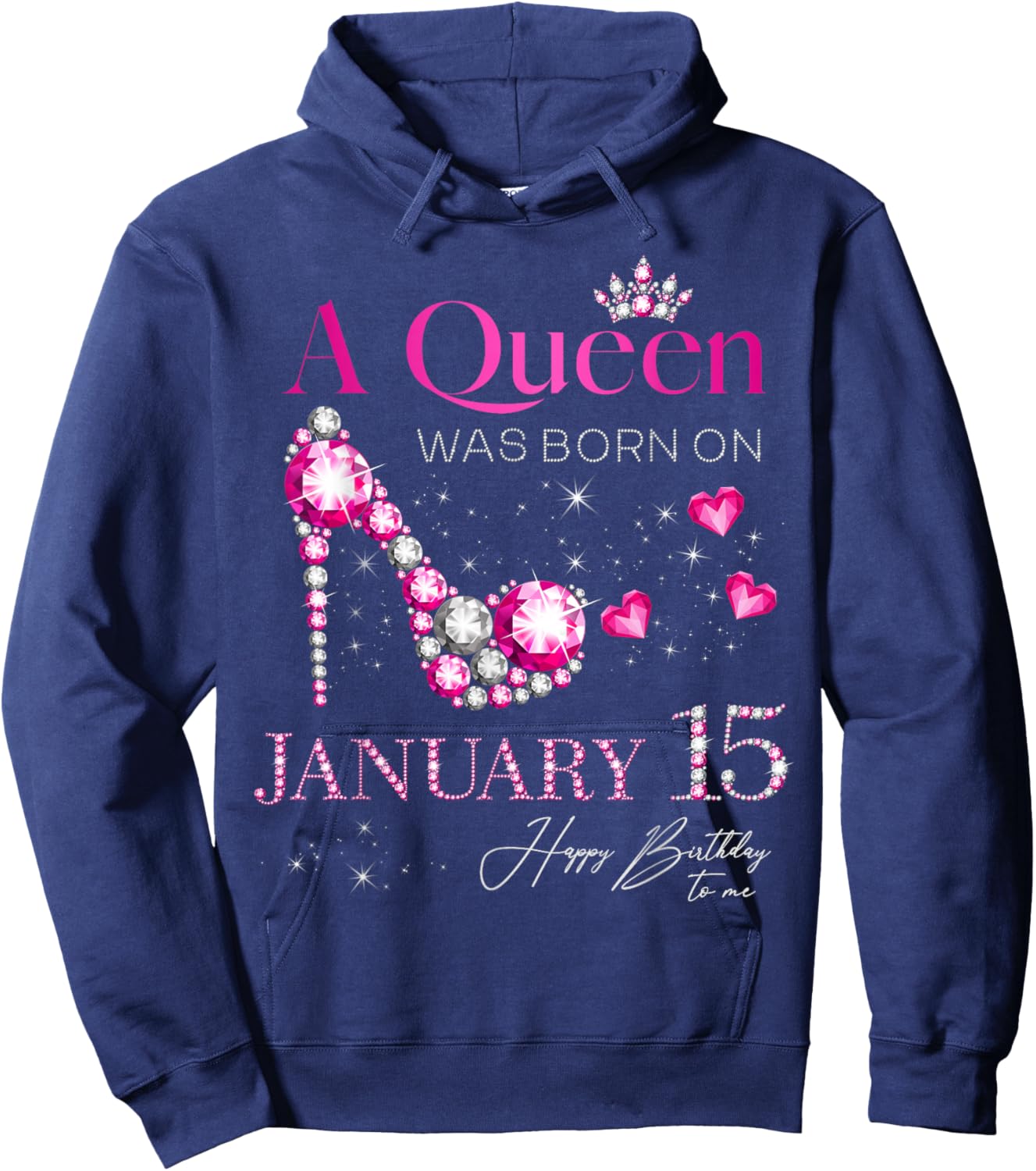 A Queen was Born on January 15, 15th January Birthday Hoodie - Hoodie | Navy