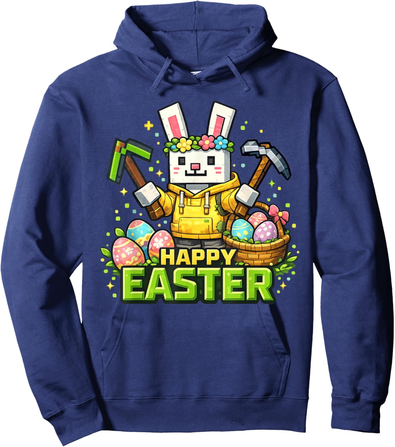 Happy Easter Day Bunny Egg Gamer Video Game Kids Men Boys Hoodie - Hoodie | Navy