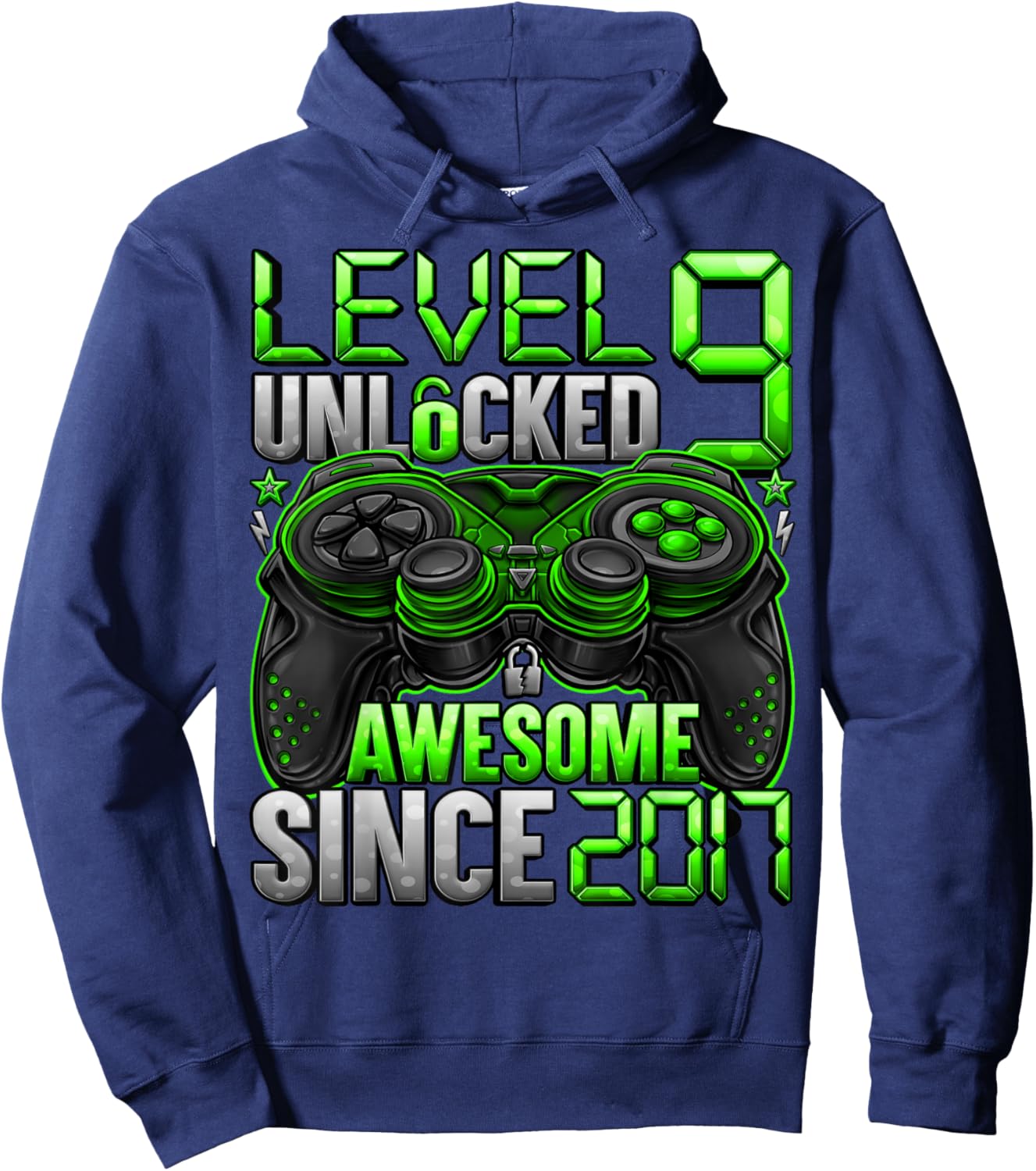 Level 9 Unlocked 9 Year Old Gifts for Boys 9th Birthday Boy Hoodie - Hoodie | Navy