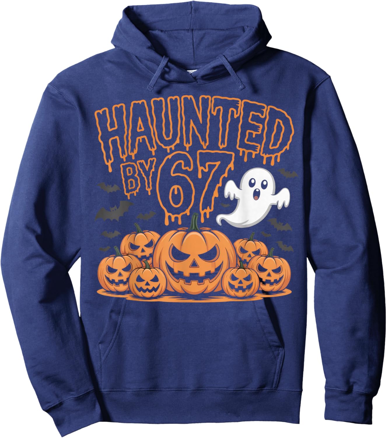 Haunted by 67 Funny Ghost and Pumpkin Halloween Costume Hoodie - Hoodie | Navy