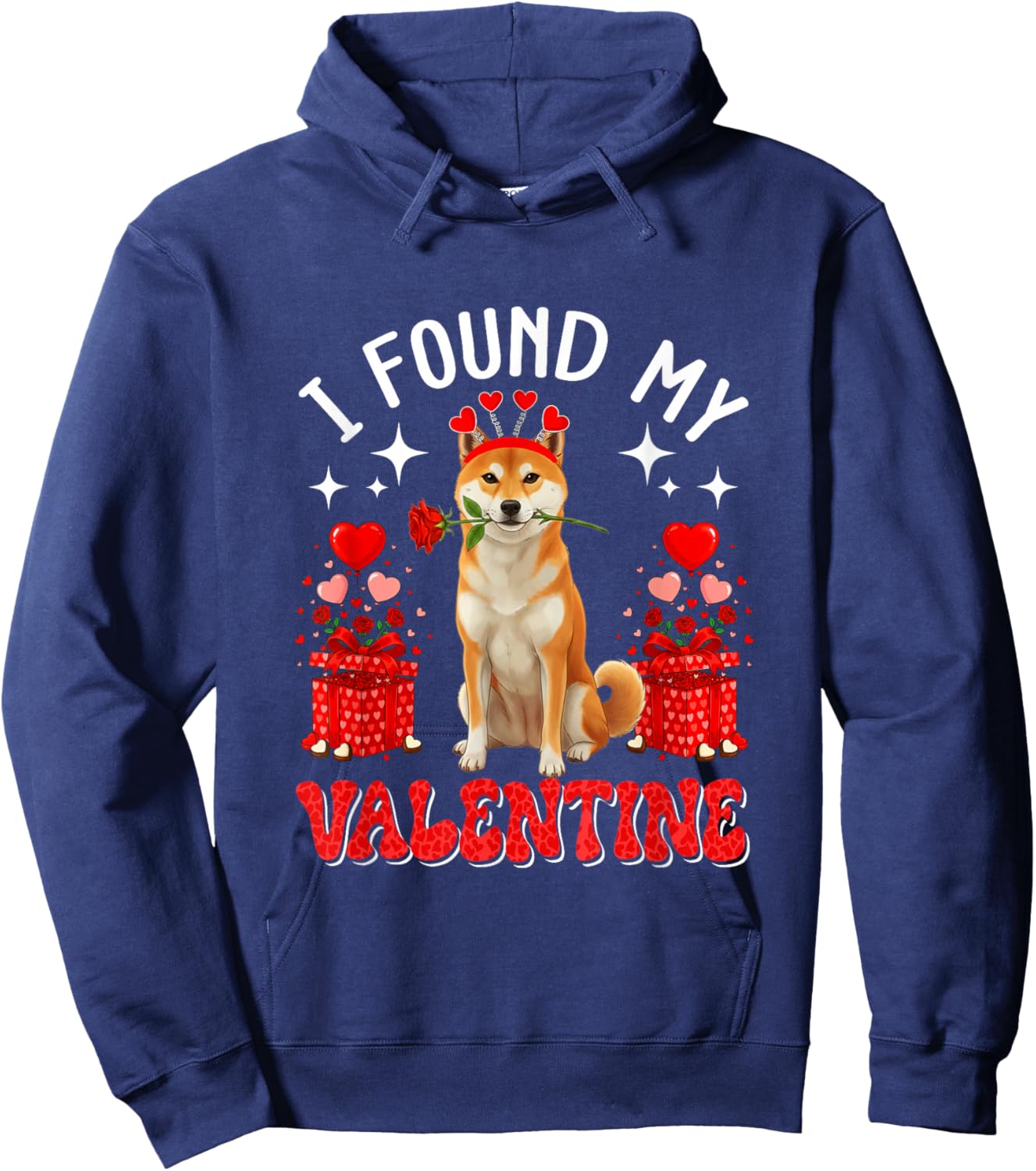 I Found My Valentine Shiba Inu Owner Floral Roses Hearts Hoodie - Hoodie | Navy