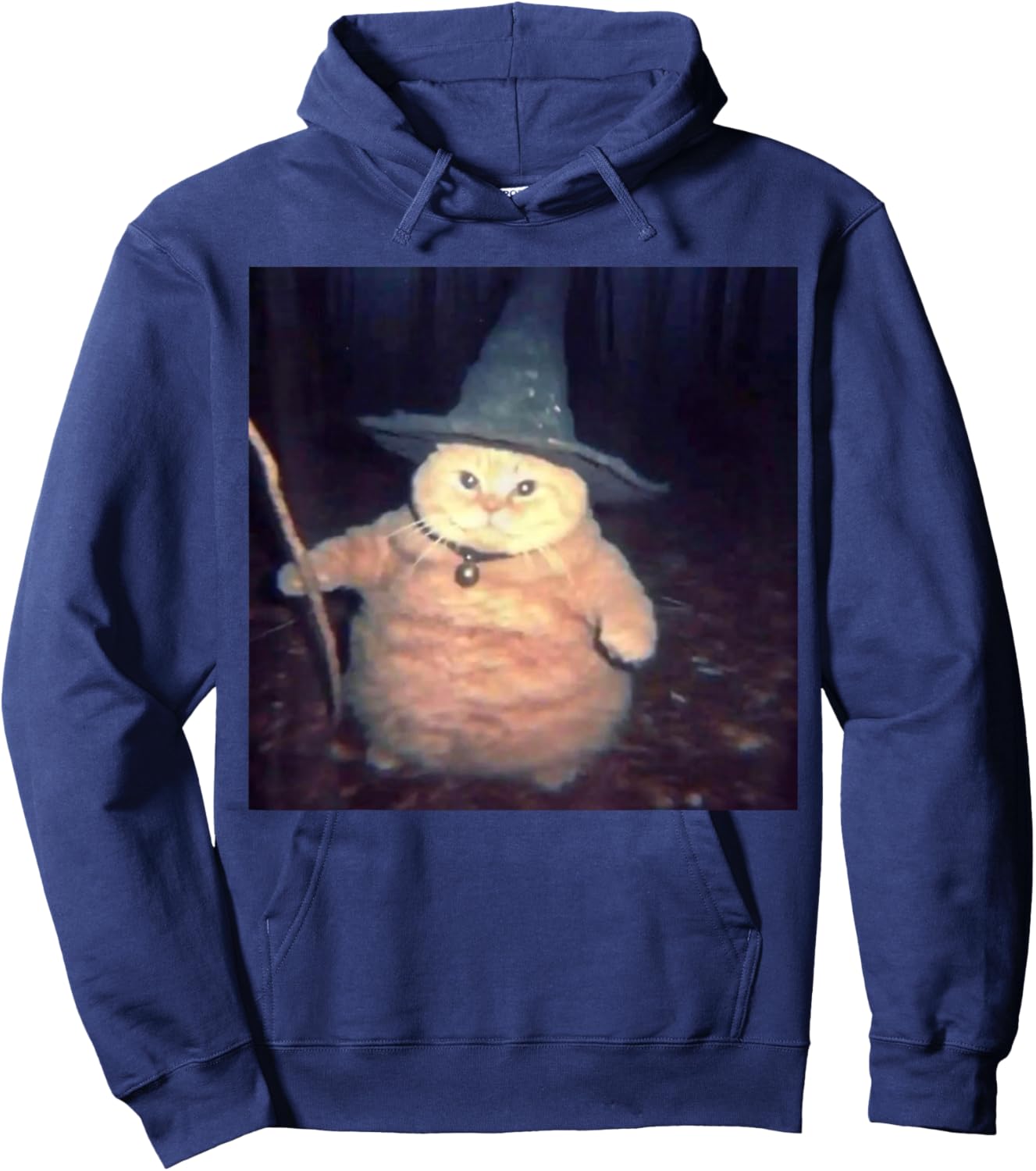 Cute Funny Cat Halloween Cat Meme Wizard Cat Weird Cat Ghost Hoodie - Hoodie | Navy