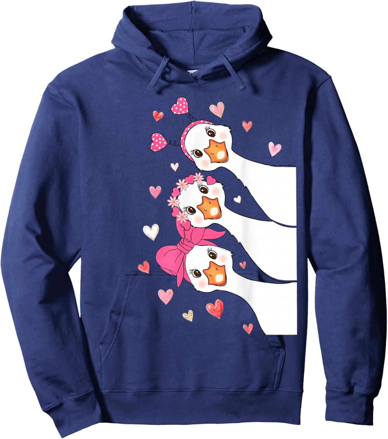 Funny Silly Love Goose Valentine You Make My Heart Go Honk Hoodie - Hoodie | Navy