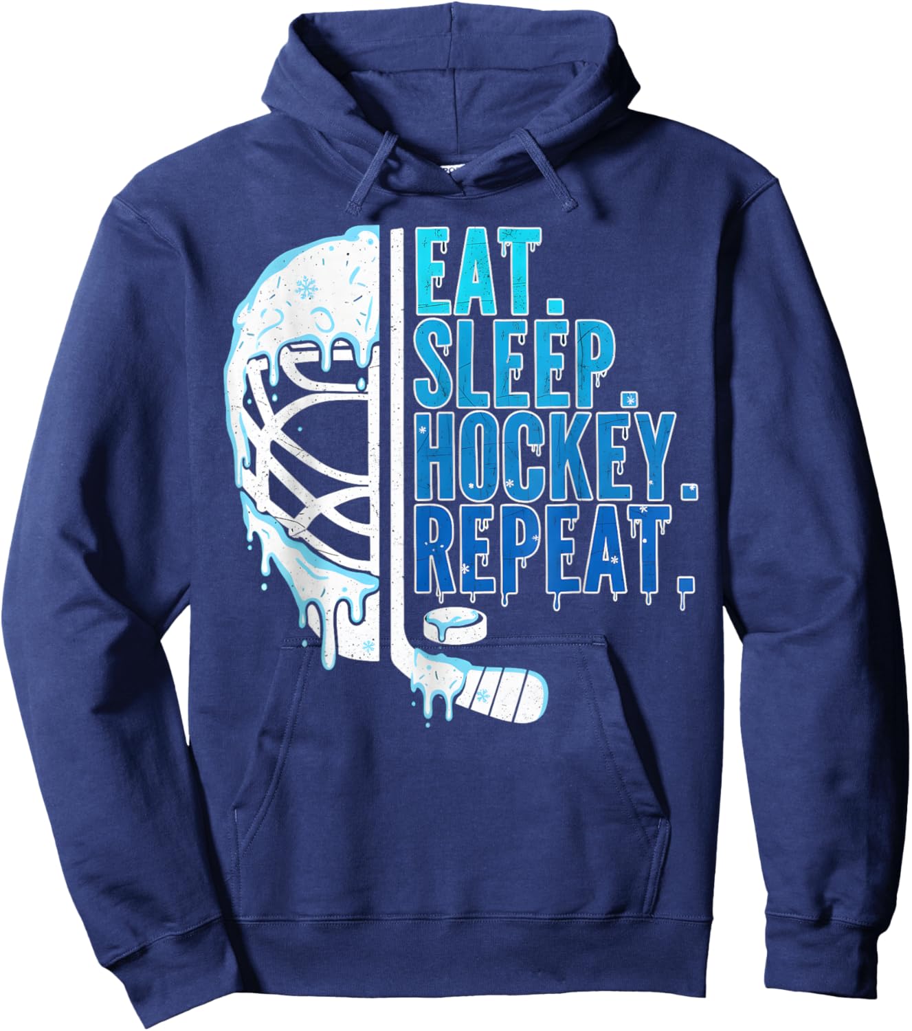Hockey Ice Cream Drip Eat Sleep Hockey Repeat Boys Hoodie - Hoodie | Navy