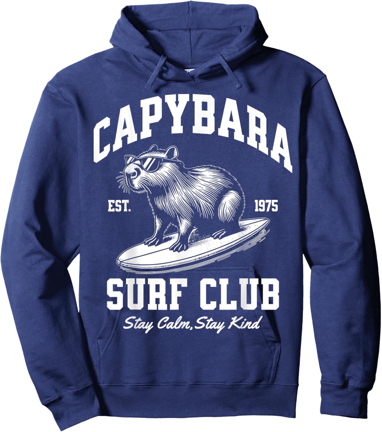Capybara Surf Club Stay Calm and Kind Hoodie - Hoodie | Navy