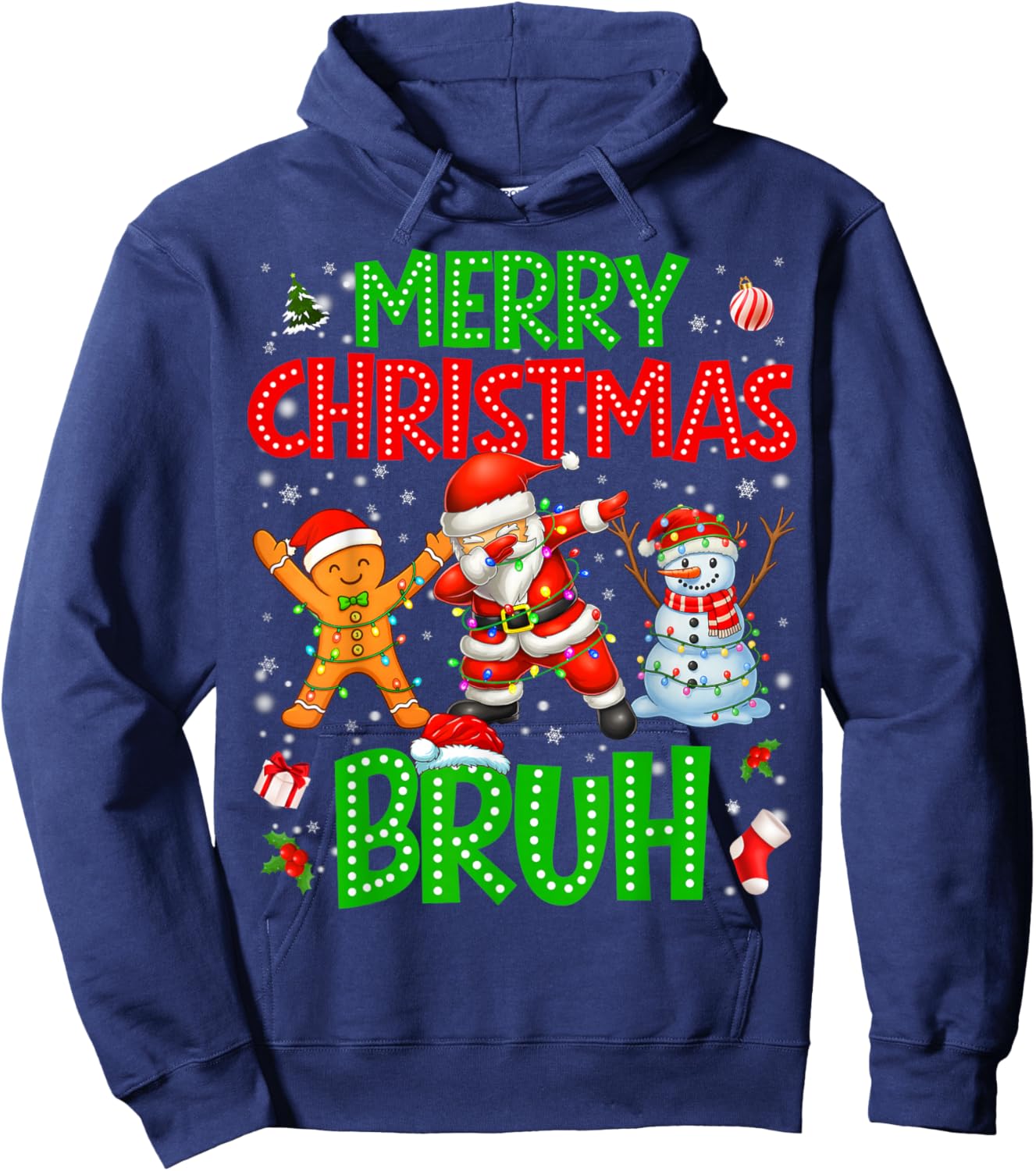 Merry Christmas Bruh Dabbing Santa Xmas Toddler Boy Hoodie - Hoodie | Navy