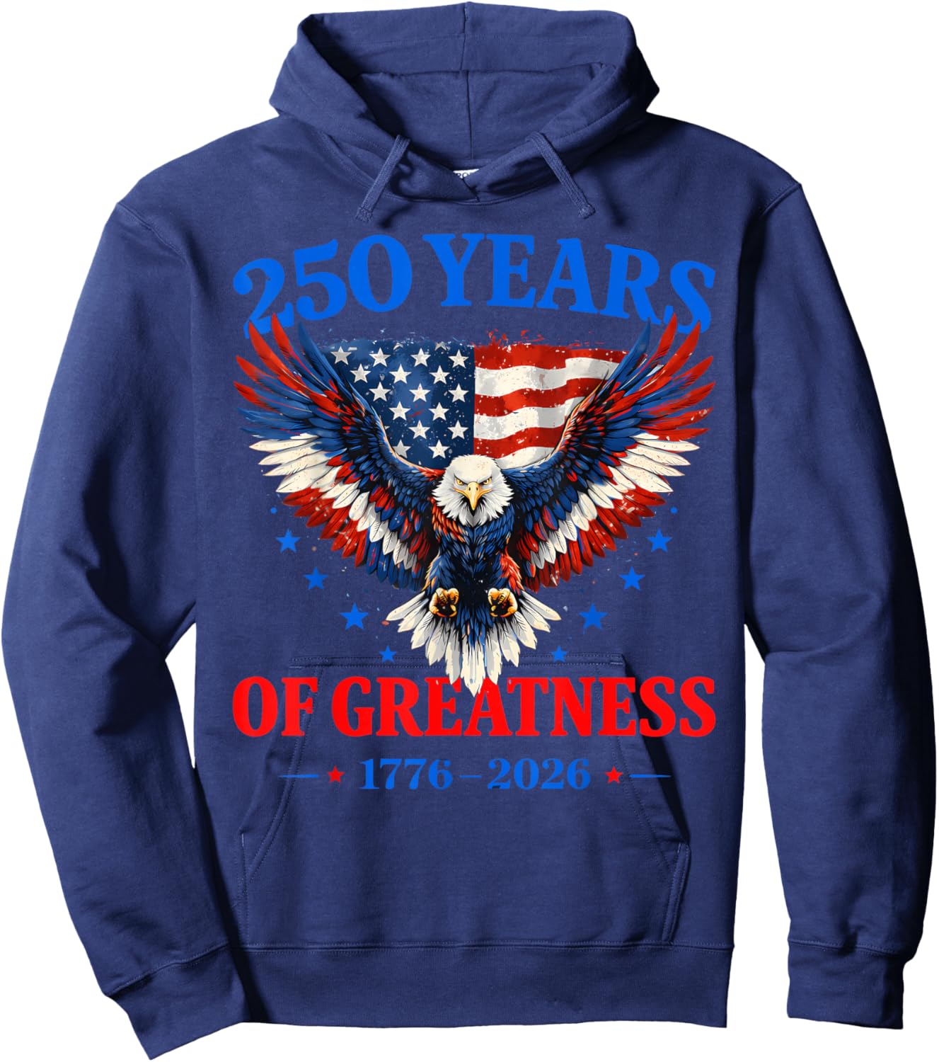 Flag Vintage 250 Years American 1776 2026 250th USA Birthday Hoodie - Hoodie | Navy