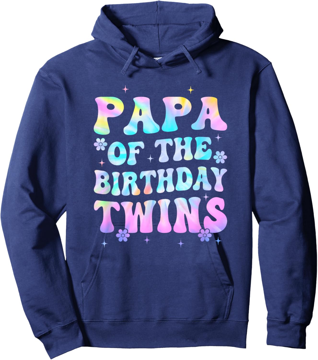 Papa of The Birthday Twins Girls Kids Party Retro Bday Hoodie - Hoodie | Navy