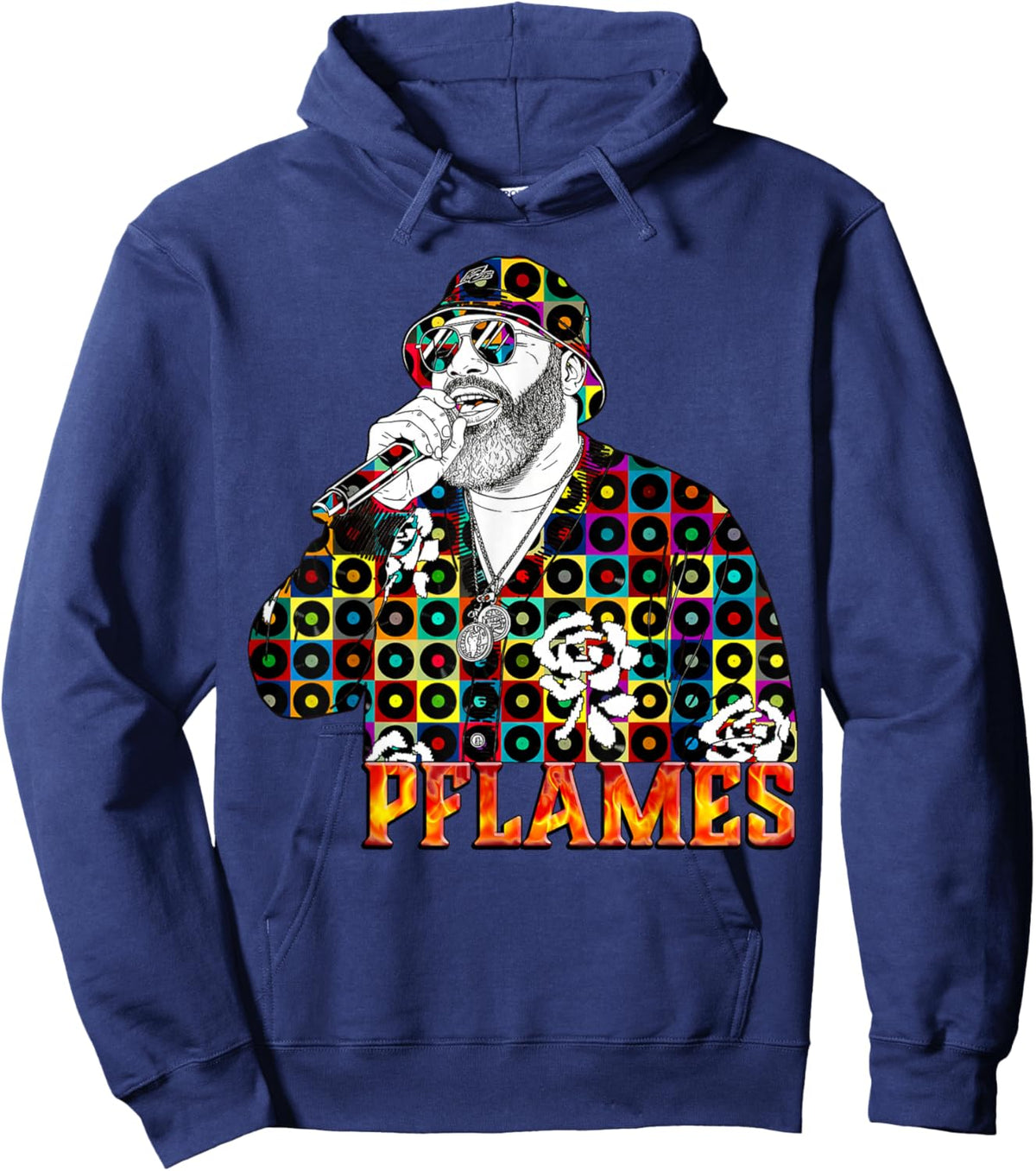 The Joy Experience | PFLAMES Vinyl Mosaic Portrait Hoodie - Hoodie | Navy