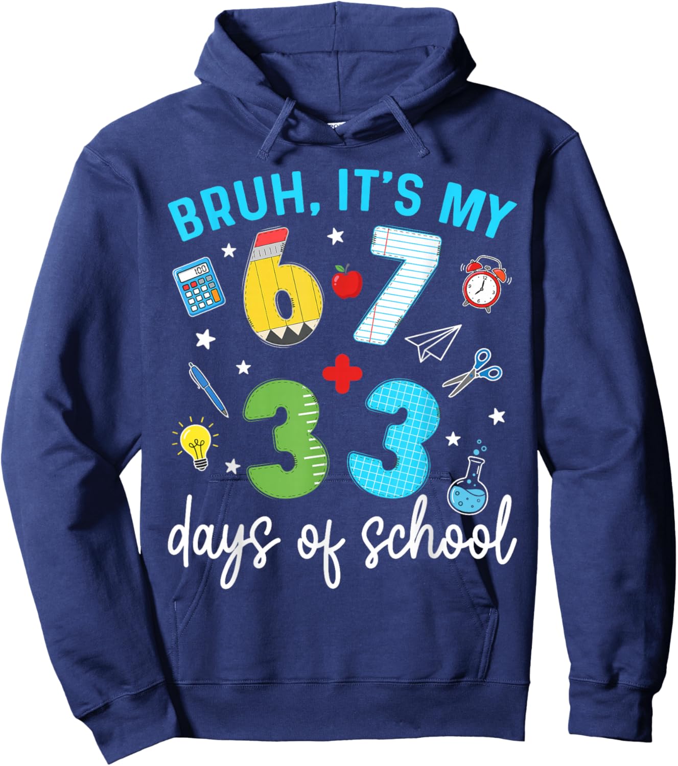 Bruh It's My 67 33 Days of School 100th Day Funny Meme Kids Hoodie - Hoodie | Navy
