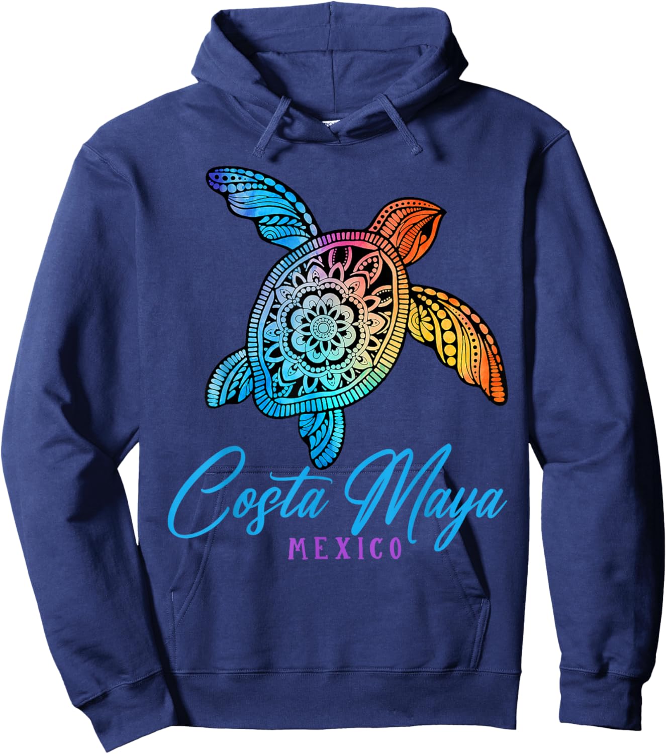 Costa Maya Tie Dye Sea Turtle Mexico Beach Vacation Hoodie - Hoodie | Navy