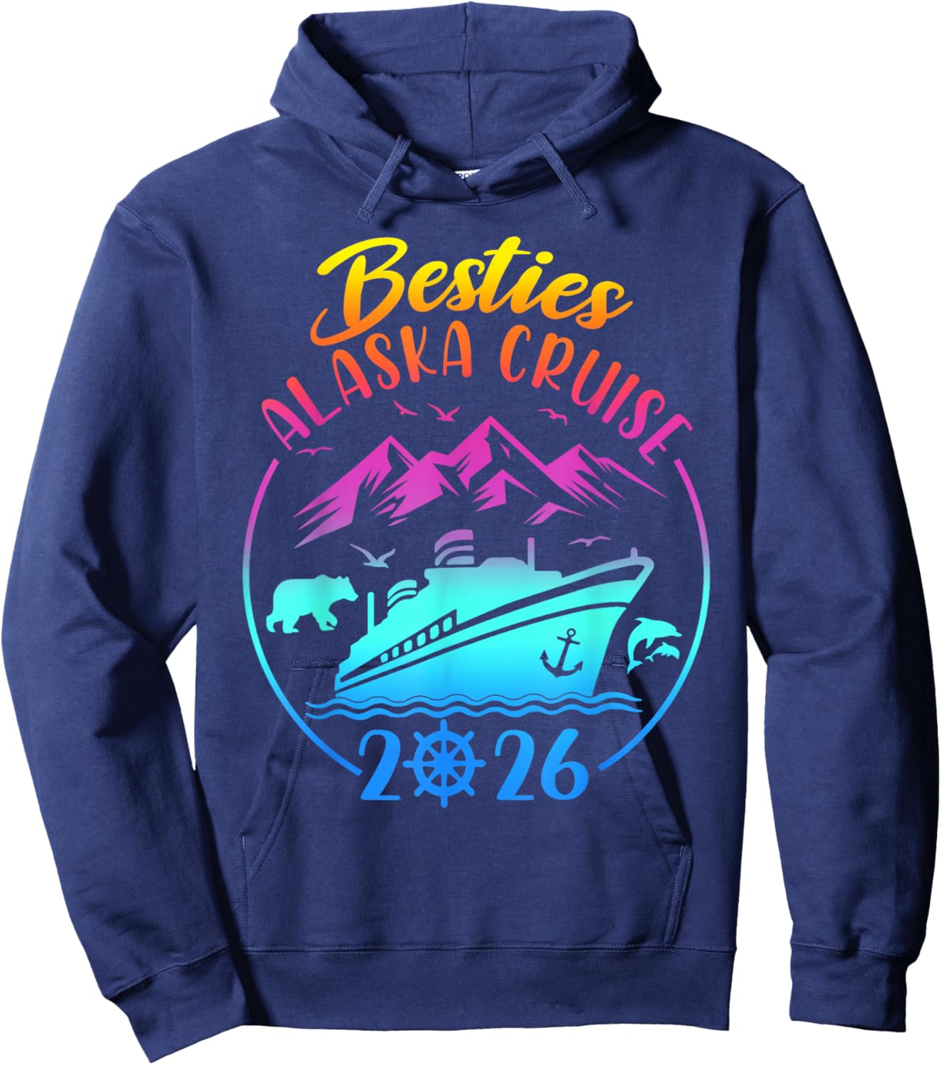 Besties Alaska Cruise 2026 Best Friend Alaska Vacay Hoodie - Hoodie | Navy