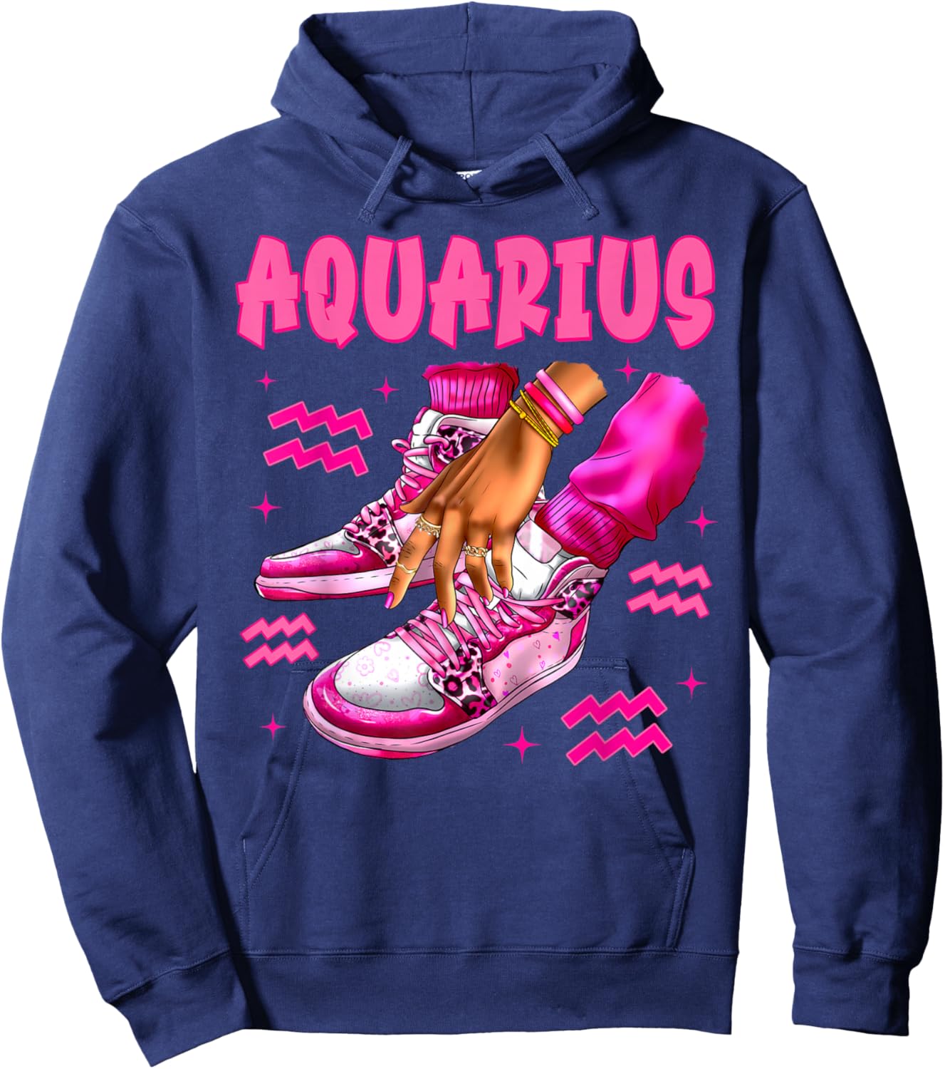 Aquarius Girl Birthday Black Woman Sneakers Zodiac Bday Hoodie - Hoodie | Navy