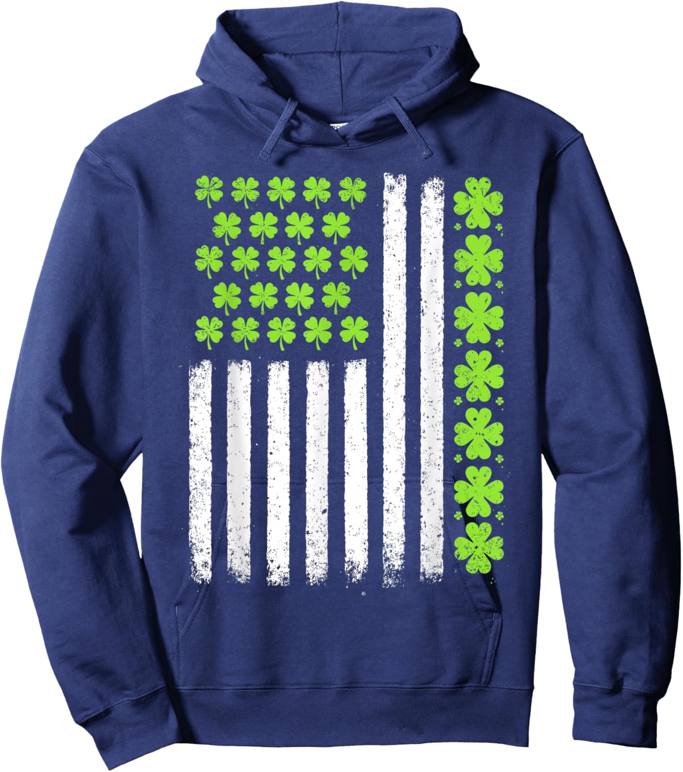 Lucky Shamrocks American Flag St Patrick's Day Men Women Hoodie - Hoodie | Navy