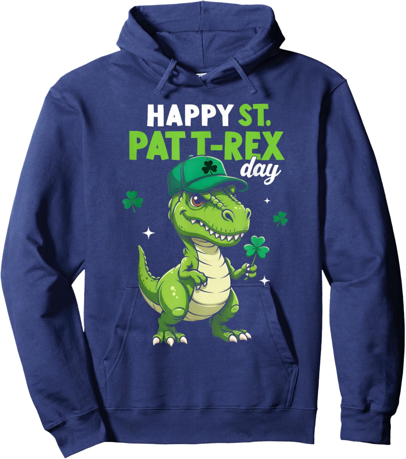 Happy St Pat Trex Day Dino St Patricks Day Toddler Boys Kids Hoodie - Hoodie | Navy