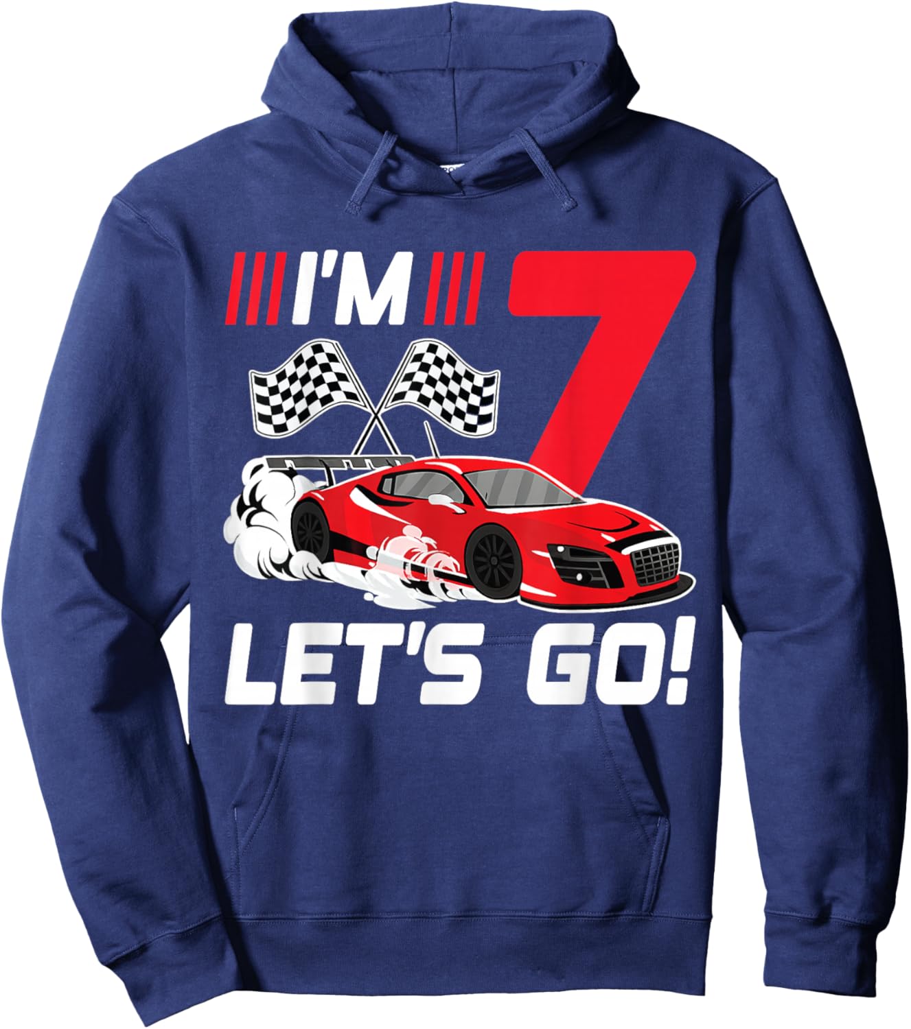 7 Year Old Race Car 7th Birthday Racecar Racing Boy Hoodie - Hoodie | Navy