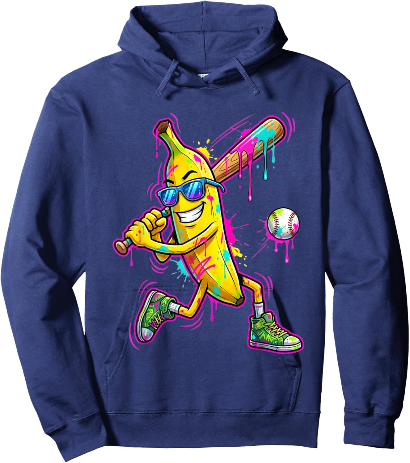 Funny Banana Men Women Kids Youth Drip Ice Cream Hoodie - Hoodie | Navy