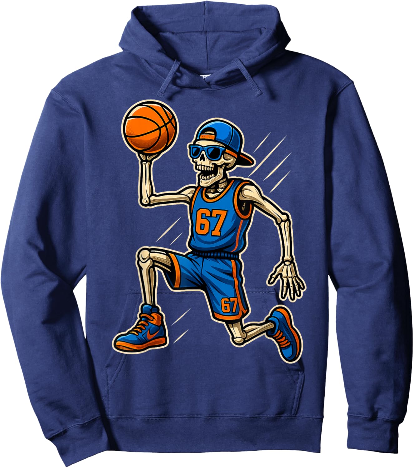 67 Skeleton Six Seven Meme Basketball 6 Halloween 7 Costume Hoodie - Hoodie | Navy