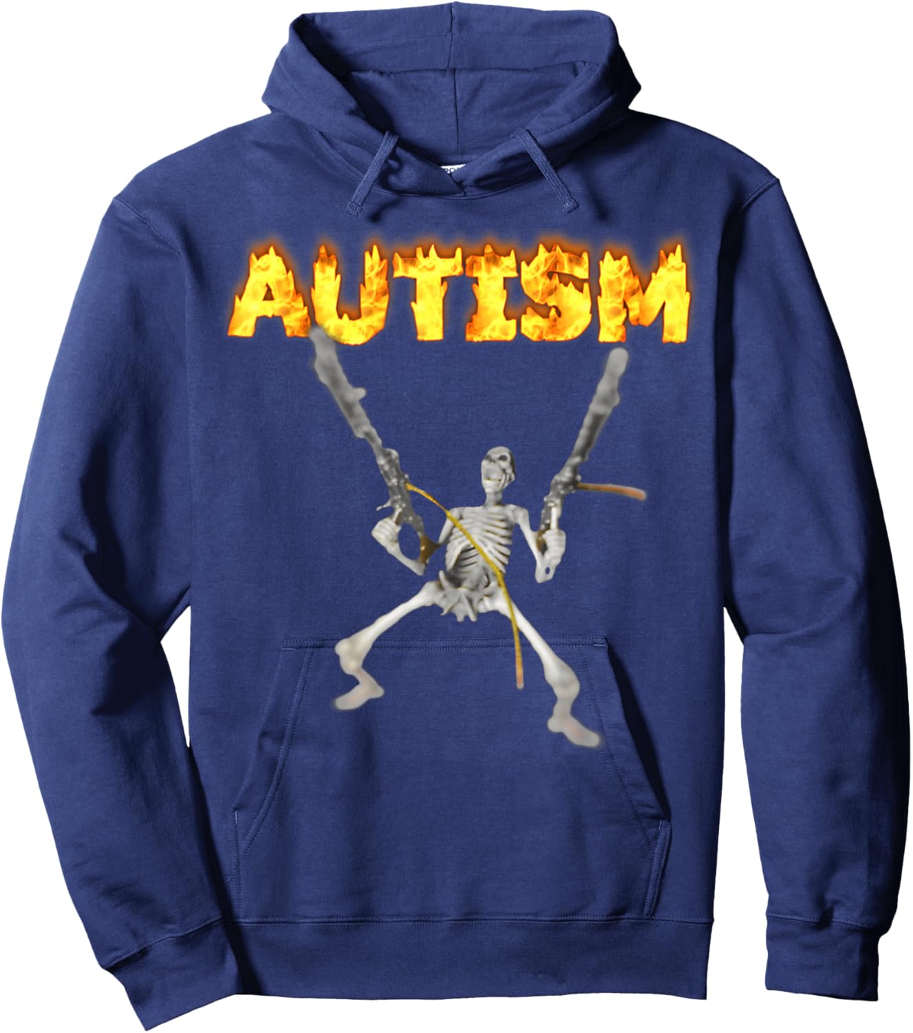Autism Skeleton Meme Funny Funny Autism Burning Skeleton Hoodie - Hoodie | Navy