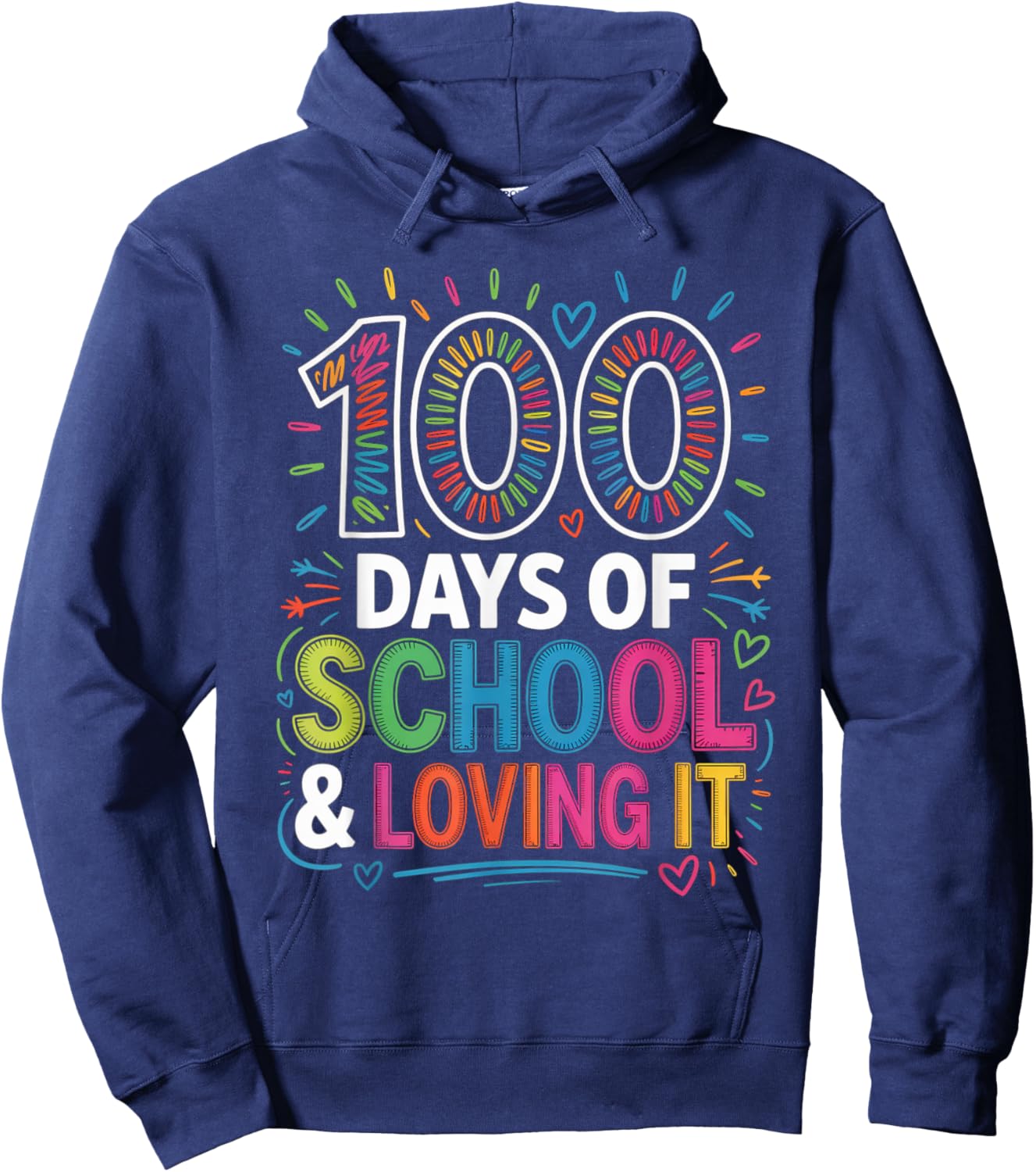 100 Days of School and Loving It Valentines Hearts Kids Hoodie - Hoodie | Navy