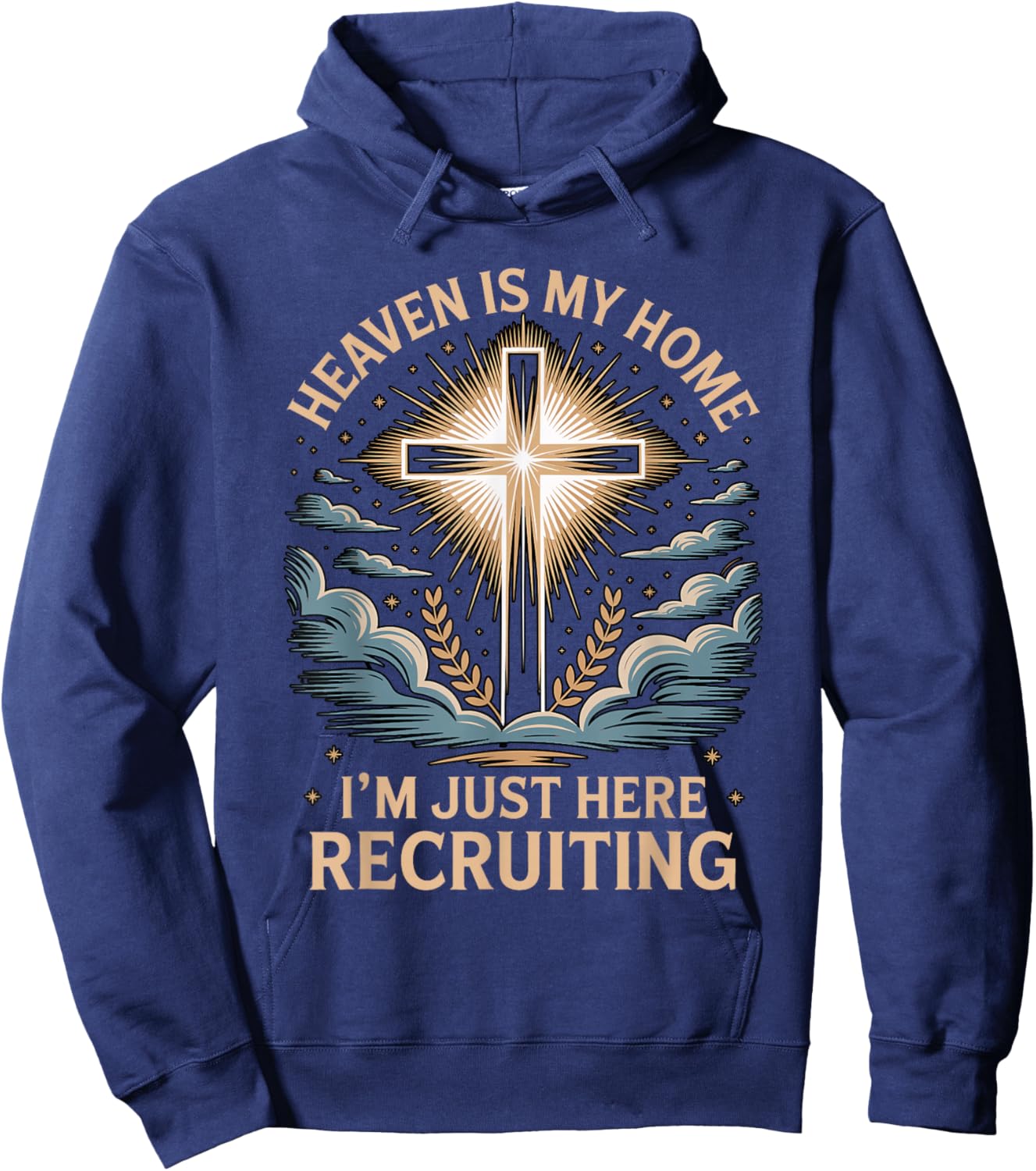 Heaven is My Home Faith Praying Cross Christian Bible Verse Hoodie - Hoodie | Navy